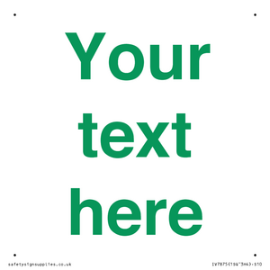 Custom blank information sign. Green text, plain background